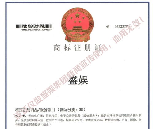 喜訊 熱烈祝賀盛娛國際影業(yè)投資集團(tuán)成功取得多項(xiàng)國家商標(biāo)證書